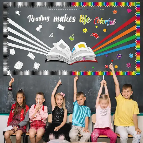 Reading Bulletin Board Decorations Back to School Open Book Cutouts Classroom Library Decor {2}