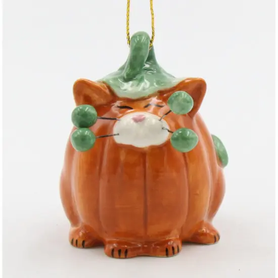 Ceramic Halloween Whisker Cat - Pumpkin Ornament, Home D&eacute;cor, Gift for Her, Gift for Mom, Kitchen D&eacute;cor, Fall D&eacute;cor, Halloween D&eacute;cor {2}