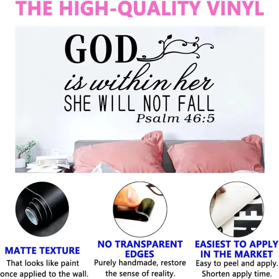 Bible Verse Wall Decals, God Wall Decals, Quotes Christian Religious Family -28"X16" {2}