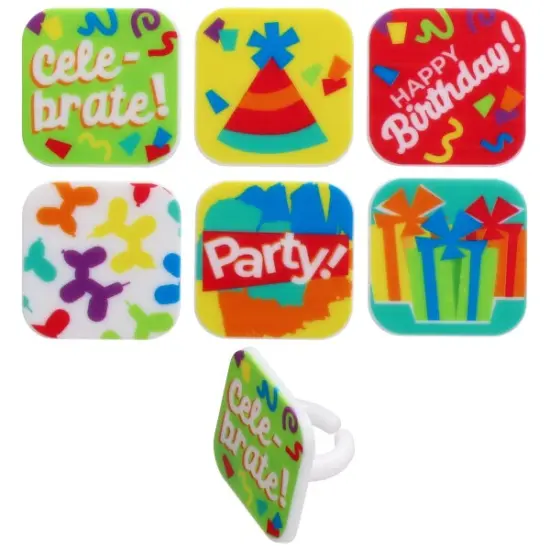 Cheerful Party Cupcake Rings 12ct {1}