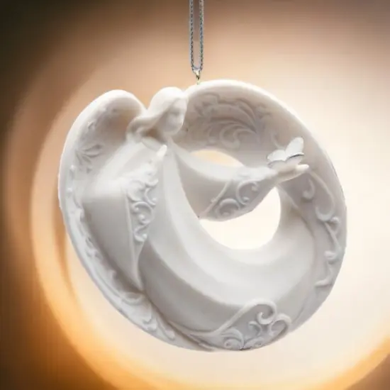 Ceramic Christmas Decor Angel With Butterfly Ornament, Home D&eacute;cor, Religious D&eacute;cor, Religious Gift, Church D&eacute;cor, Baptism Gift {1}