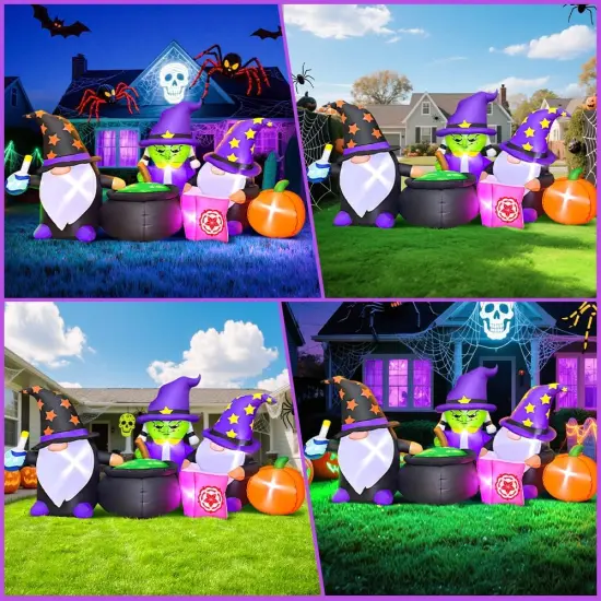 7FT Halloween Inflatable LED Decoration - Pumpkin Witches Gnomes Refine Poison {2}