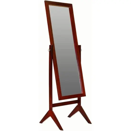Cherry Wood Freestanding Full-Length Bedroom Mirror with Tilt Function {1}