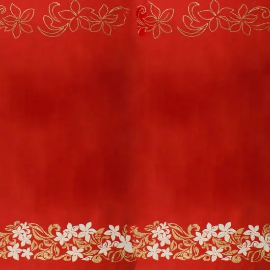 1 Yard Tiare & Swirls Double Border Glitter Polyester Fabric, 36in L x 60in W Premium Textile Red {6}