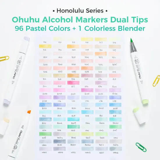 Ohuhu Honolulu 48/96 Pastel Colors Markers Alcohol Based - Brush & Chisel Dual Tips - Sweetness & Blossoming Color Sets {2}