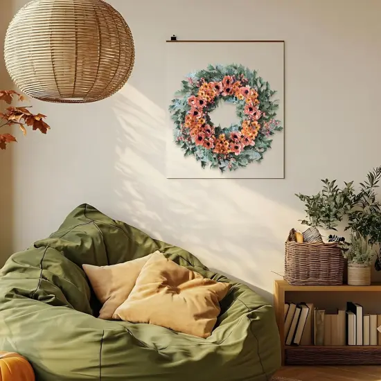 20 Inch Artificial Fall Autumn Wreaths with Leaves {5}