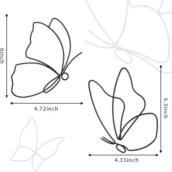 6 Pieces Metal Butterfly Wall Decor Decals - Black, Classic {3}