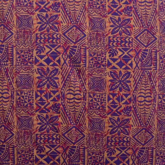 1 Yard Traditional Tongan Geometric Design Peachskin Polyester Fabric For Apparel Sewing And Craft Projects 45 Inch Green {3}