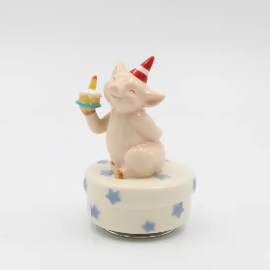 Happy Birthday Ceramic Pig Music Box, Home D&eacute;cor, Gift for Her, Gift for Mom, Kitchen D&eacute;cor, Farmhouse D&eacute;cor {2}