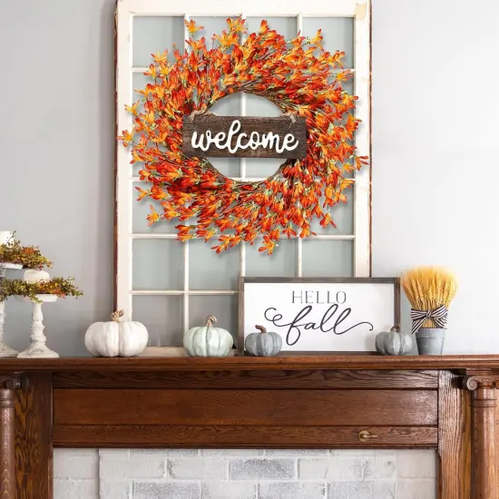 Artificial Fall Wreath 20&rsquo;&rsquo; Autumn Front Door Wreath Harvest Wreath {3}