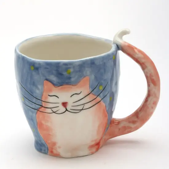 Ceramic Happy Cat Mug, Home D&eacute;cor, Gift for Her, Gift for Mom, Kitchen D&eacute;cor, Cafe Decor, Cat Lovers Gift, Pet Loss Gift {3}
