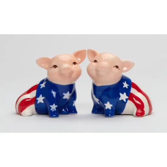 Ceramic American Flag Pig Salt And Pepper, Patriot Gift, Independence Day, Gift for Her or Him, Kitchen Décor, Farmhouse Decor {2}