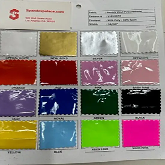 1 Yard Solid Polyester Spandex Vinyl Fabric Color Card Swatch For Apparel Projects {1}
