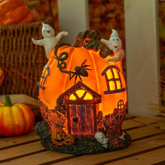 Halloween Pumpkin & Ghosts LED Resin Statue Decoration - Jack Lantern {1}