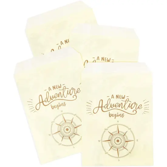 Paper Goodie Bags for Party Favors, A New Adventure Begins (5 x 7.5 In, 100 Pack) Yellow {4}