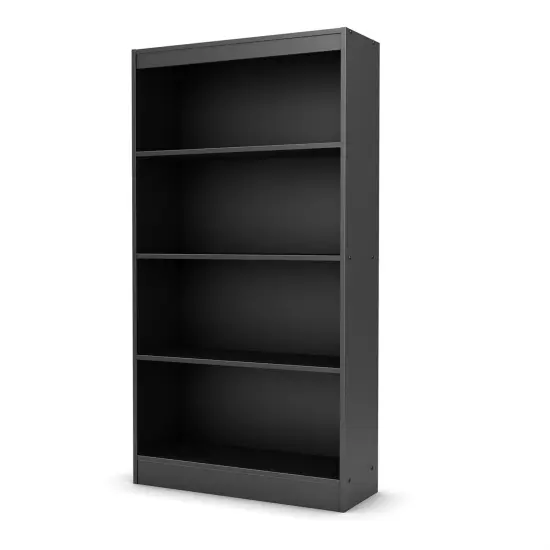 Modern Black Bookcase with 2 Adjustable Shelves for Books {1}