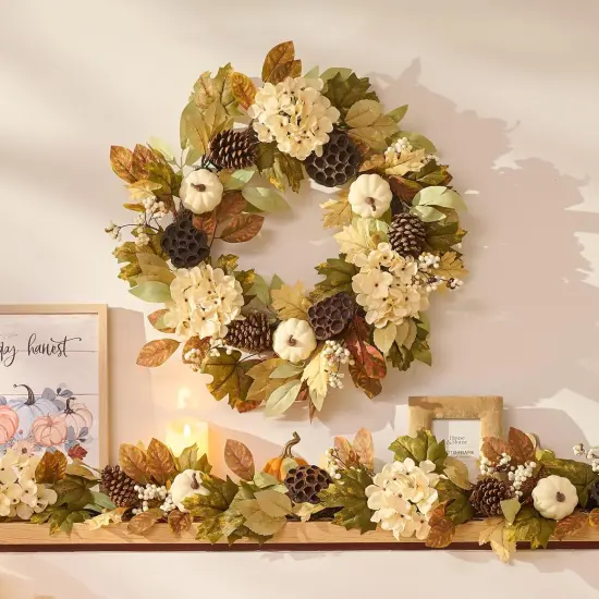 24 Inch Collasible Fall Wreath with Lights {2}