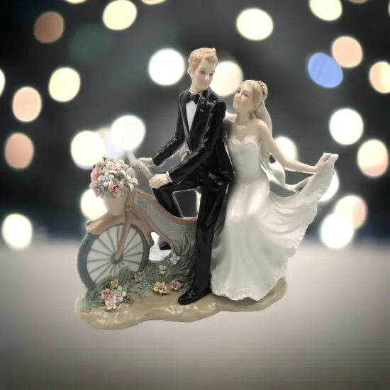 Ceramic Newlywed Couple On Bike Figurine, Wedding D&eacute;cor, Wedding Gift, Wedding Favor, Anniversary D&eacute;cor, Anniversary Gift, Home D&eacute;cor {3}