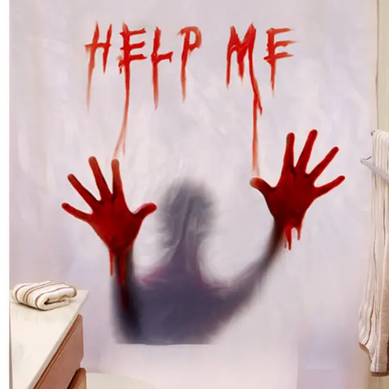 72 Inch Help Me Blood Stained Shower Curtain Horror Decoration {3}