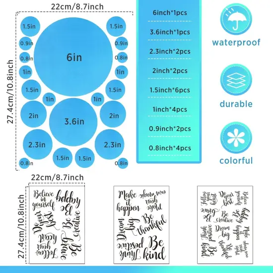 576 Pcs Polka Dot Inspirational Wall Decals - Mixed Color {2}