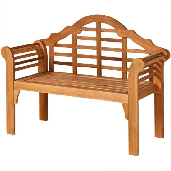 Outdoor Folding Bench 2 Seater Eucalyptus Wood Patio Seat {1}