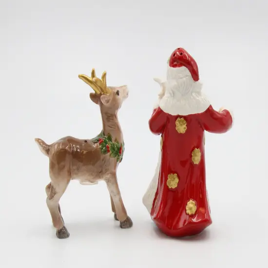Ceramic Christmas Fantasia Santa And Deer Salt & Pepper, Home D&eacute;cor, Gift for Her, Gift for Mom, Kitchen D&eacute;cor, Christmas D&eacute;cor {3}
