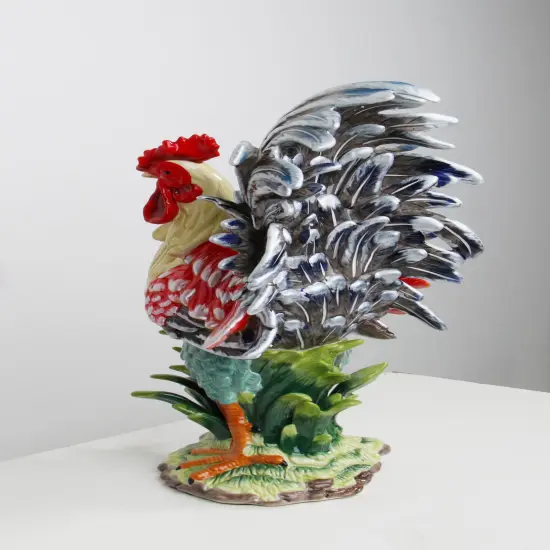 Ceramic Large Rooster Statue In Red and Navy, Home D&eacute;cor, Gift for Her, Gift for Mom, Kitchen D&eacute;cor, Farmhouse D&eacute;cor, Fall Decor {4}