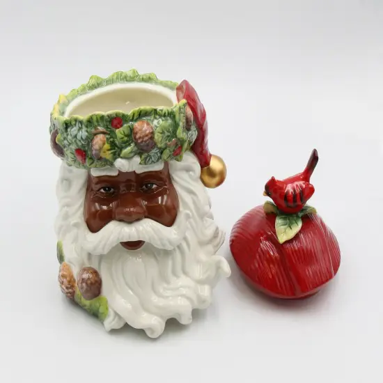 Ceramic African American Christmas Santa Cookie Jar, Home D&eacute;cor, Gift for Her, Gift for Mom, Kitchen D&eacute;cor, Christmas D&eacute;cor {4}