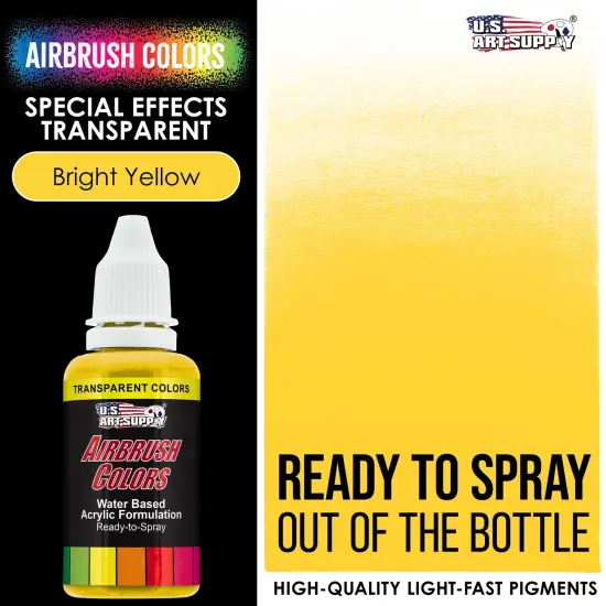 Bright Yellow, Transparent Acrylic Airbrush Paint, 1 oz. {2}