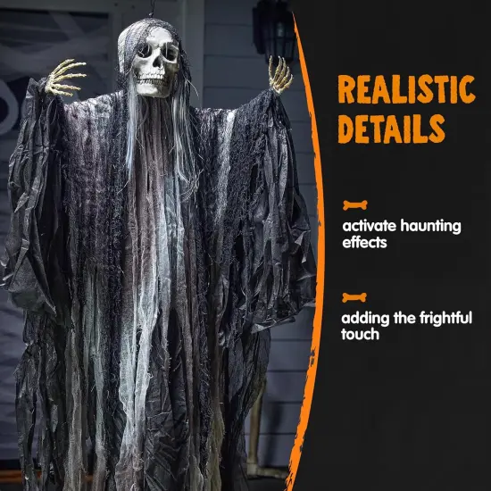2 Pcs Halloween Hanging Grim Reaper Decorations Outdoor, 53&rdquo; and 31.5" Halloween Hanging {3}