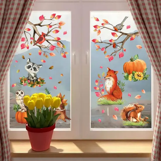 Fall Woodland Animals Window Clings 9 Sheets {4}