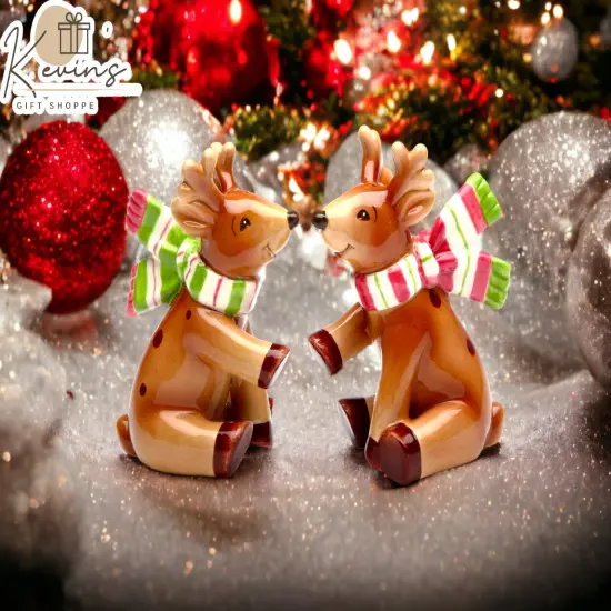 Ceramic Christmas Reindeer Salt & Pepper Shakers, Home Décor, Gift for Her, Gift for Mom, Kitchen Décor, Christmas Décor {1}