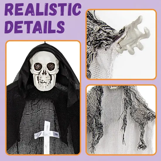 3Pack-Halloween Hanging Skeleton Ghosts,One 36&rdquo; and Two 32&rdquo; Halloweens Grim Reapers, {4}