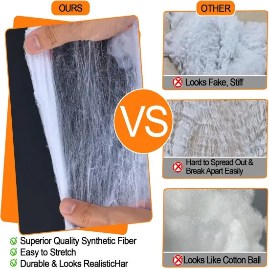 1200 sqft Halloween Spider Webs & 50pcs Fake Spiders Super Stretch Cobwebs {3}