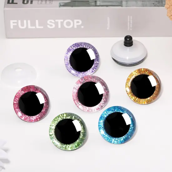 120pcs 12mm 3D Glitter Plastic Safety Eyes for Amigurumi Trapezoid Craft {4}