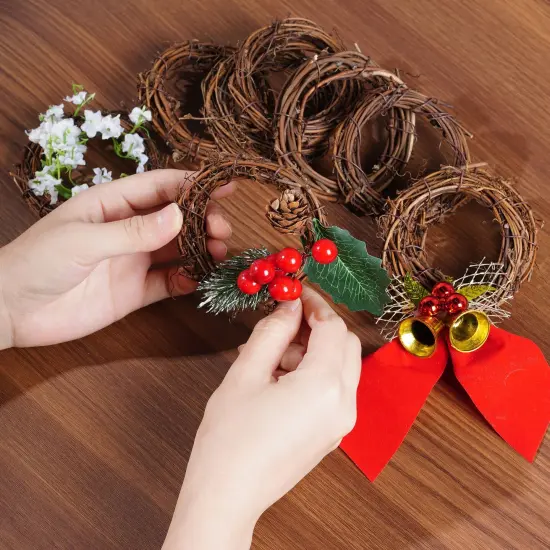 Grapevine Wreath Set, Marrywindix 16 Pieces Natural Vine Branch Wreath Christmas DIY Rattan Wreath Garland for Christmas Holiday Craft Wedding Decor (3 in.) {4}