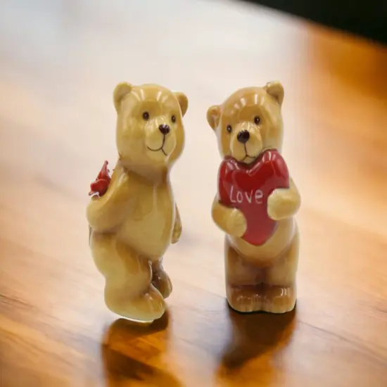 Porcelain Teddy Bear Salt & Pepper Shakers, Home Décor, Gift for Her, Gift for Mom, Kitchen Décor, Valentine’s Day Décor, Romantic Décor {2}