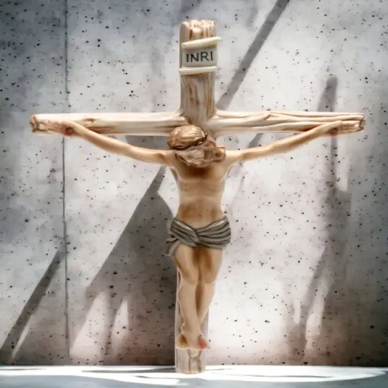 Ceramic Jesus On Cross Wall Decor, Home Décor, Religious Décor, Religious Gift, Church Décor, Baptism Gift {2}