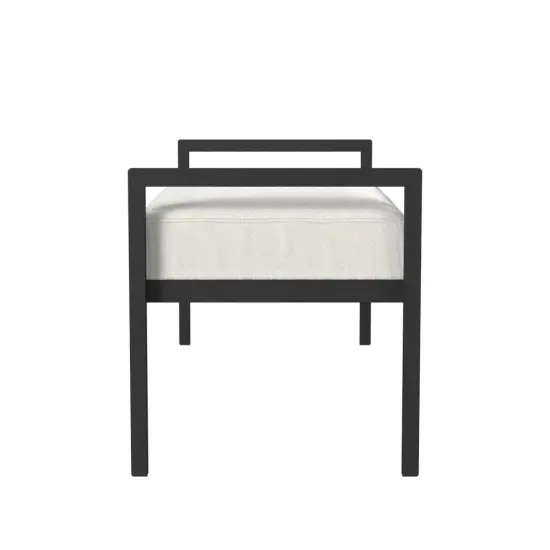 Modern Entryway Bench with Upholstered Cushion and Metal Base {4}