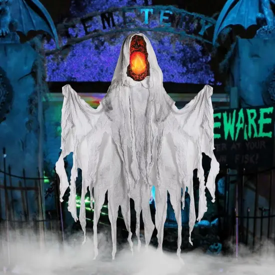 55" Halloween Hanging Ghost with Eerie Yelling & Light Up {4}