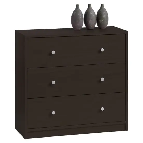 Modern 3-Drawer Chest Bedroom Bureau in Dark Brown Wood Finish {1}