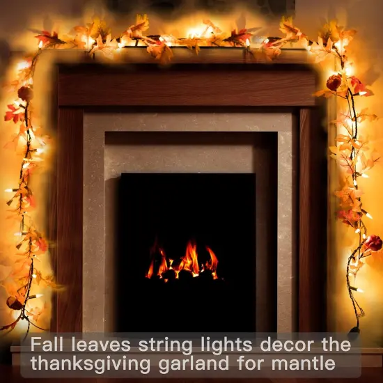 Fall Garland Lights String with Bulbs - Maple Leaf String Lights {5}