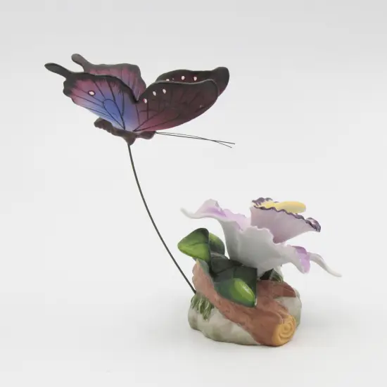 Ceramic Orchid Flower with Butterfly Figurine, Home D&eacute;cor, Gift for Her, Gift for Mom, Nature Lover Gift {4}