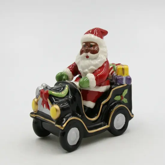 Ceramic African American Santa Claus Driving Car Salt and Pepper Shakers, Gift for Her, Gift for Mom, Kitchen Décor, Christmas Décor {2}