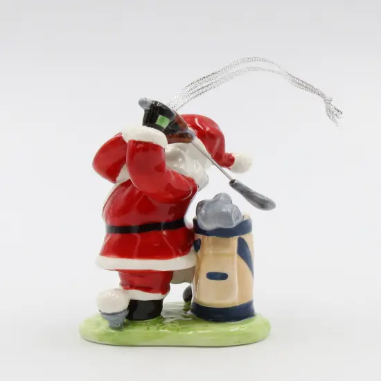 Ceramic African American Golfing Santa Ornament, Home D&eacute;cor, Gift for Her, Mom, Him, Dad, Christmas tree D&eacute;cor, Wall Decor {4}