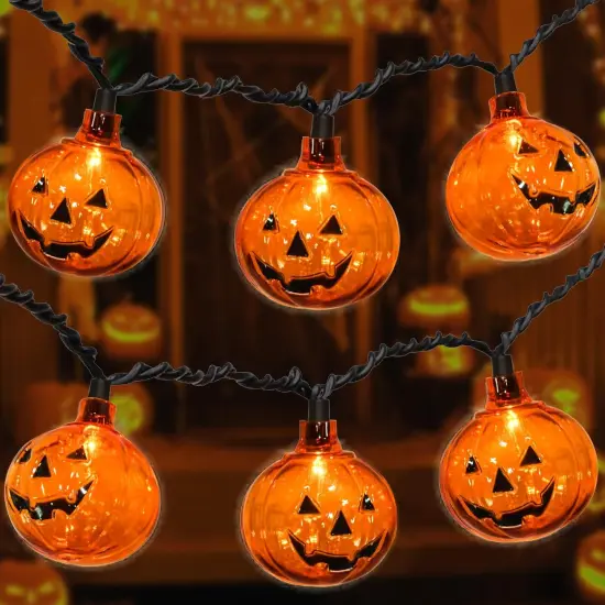 8.5FT LED Halloween Pumpkin String Lights - Jack O Lantern-Clear {1}