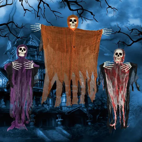 3 Pack Halloween Grim Reapers Decorations - Black {2}