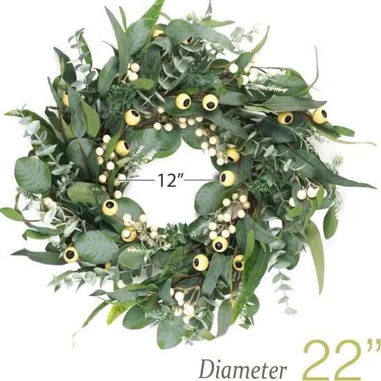 22 Inch All Season Greenery Wreath {2}