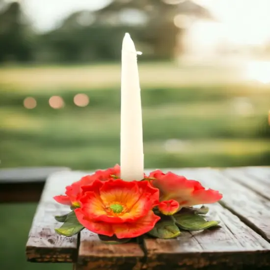 Ceramic Poppy Flower Candle Holder, Home Décor, Gift for Her, Gift for Mom, Nature Lover Gift, Dining Table Decor {1}