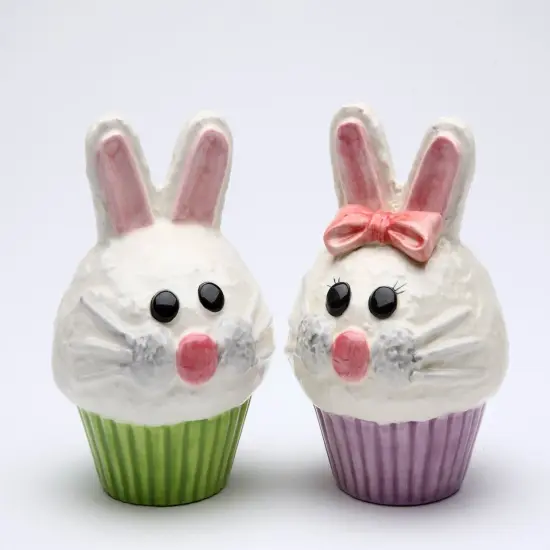 Ceramic Bunny Rabbit Cupcake Salt and Pepper Shakers, Home D&eacute;cor, Gift for Her, Gift for Mom, Kitchen D&eacute;cor, Spring D&eacute;cor, Easter D&eacute;cor {3}